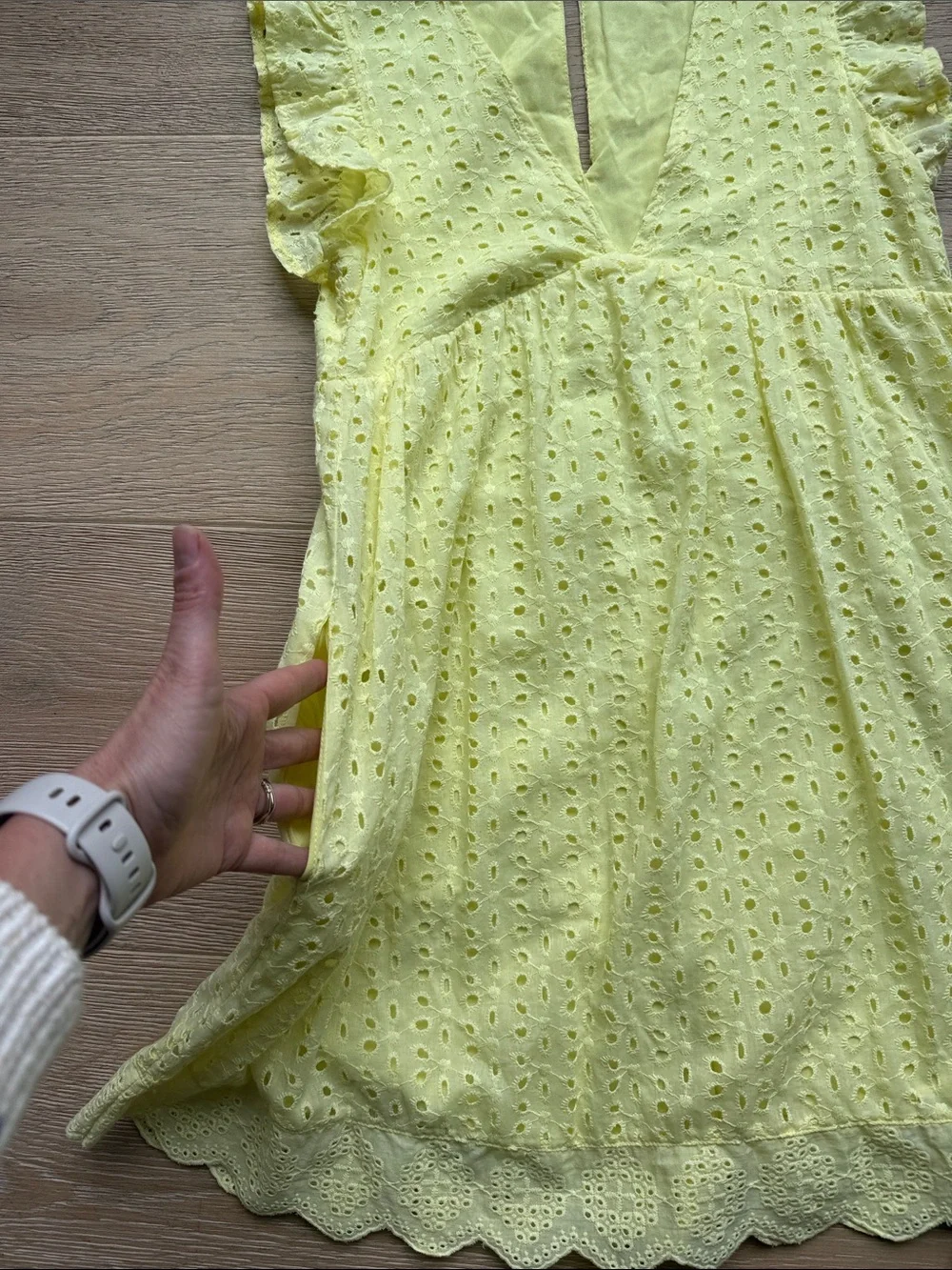 Pink Lily Lemon Eyelet Flutter Sleeve Dress - Picture 3 of 5